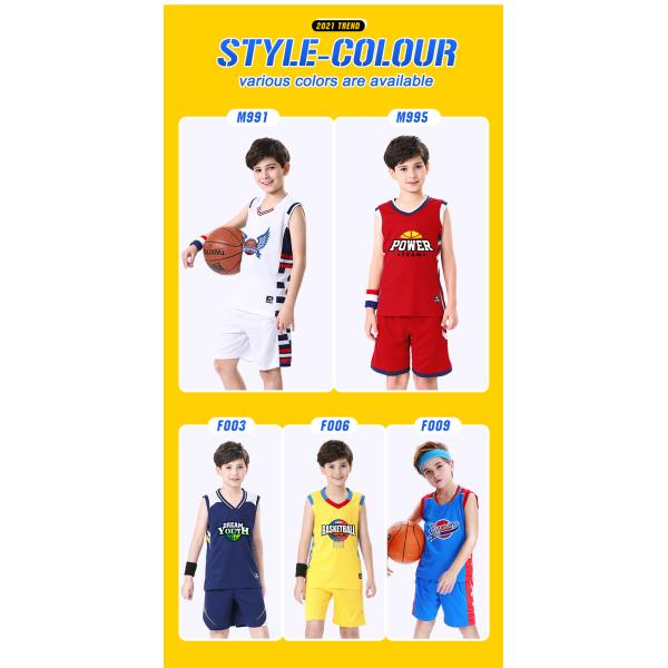 Children's basketball suit boys and girls primary and secondary school breathable fast drying sports training team jersey custom