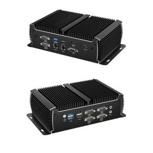 Black Fanless Industrial PC Mini Computer Intel Core Dual LAN Dual Display Asynchronous Output 1135G7U
