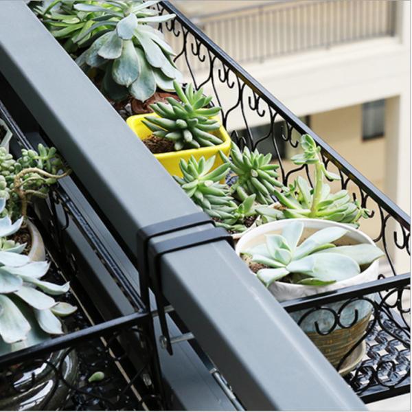 Wrought Iron Hanging Balcony Plant Pots , 30cm Length Balcony Plant Pot Holders