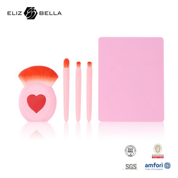 Quality 4 Pcs Sets ODM Plastic Makeup Brushes Compact With Mirror And Storage Case for sale