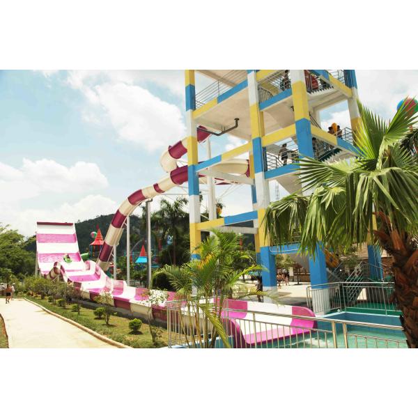 Custom Big Water Slides , Amusement Park Boomerang Aqua Slide For 2 People in Water Park