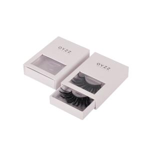 China Sturdy White Cardboard Eyelash Box With Visible Window Slide Tray wholesale