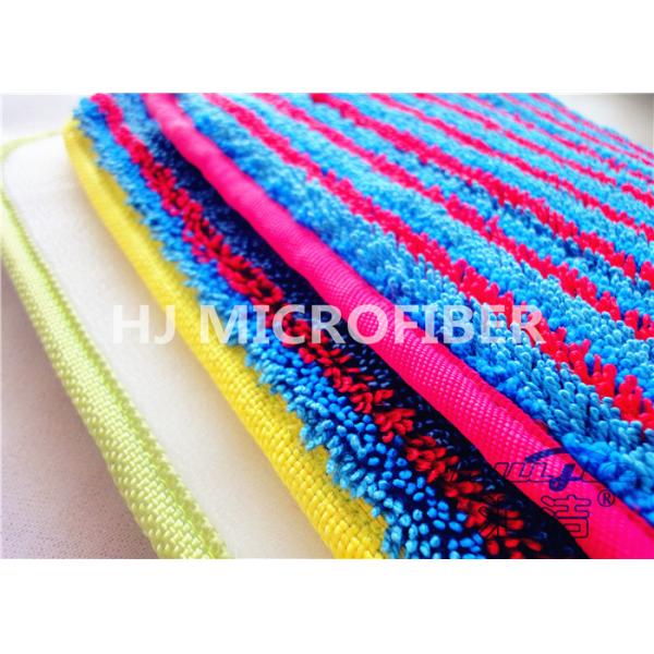 Colorful Microfiber Wet Mop Pads With Red Strips , Microfiber Wash Pad