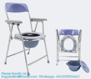Folding Lightweight Commode Chair With Top Loading Easily Removable Chamber Pot, Commode Chair, Portable Toilet