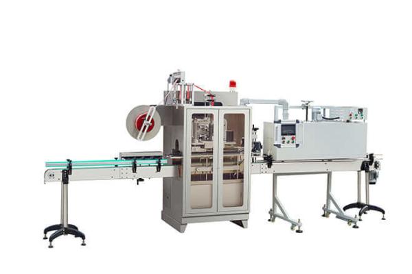 Quality PLC HMI Automatic Shrink Sleeve Applicator Machine 800BPM Packaging for sale