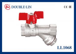 China Female X Female 16 Bar Brass Ball Valve With Y Strainer , T Handle on sale