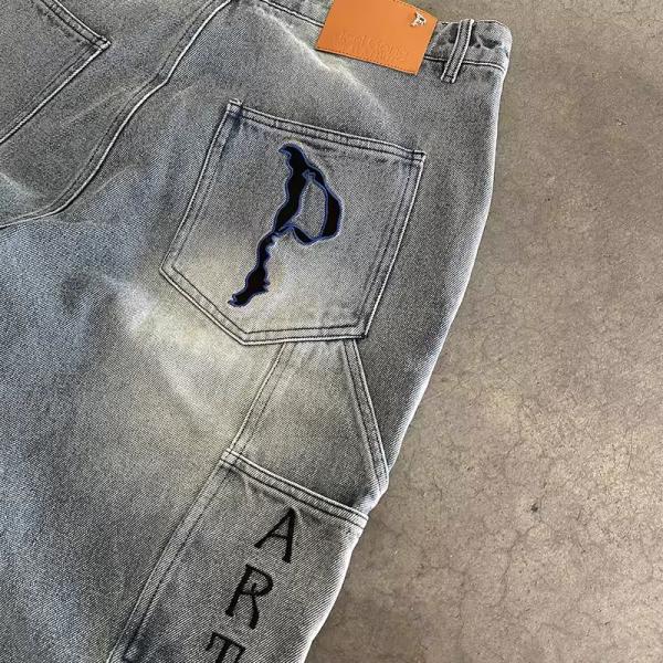 Custom Rhinestone Wide Leg Diamond Denim Pants Manufacturer Vintage Distressed Oversized Wash Jeans Streetwear Baggy Denim Jeans