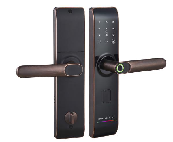 Quality Wi-Fi Fingerprint Smart Lock with Reversible Handle Keyless Entry digital Lock IC Card Anti-peep Code Handle Door Lock for sale