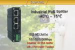 Industrial IEEE802.3af/at PoE Splitter with 2-port switch function