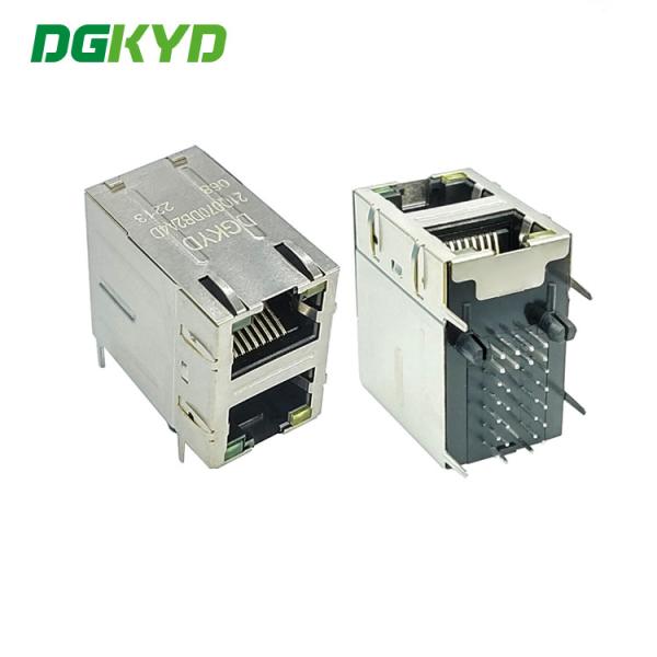 Quality DGKYD21Q070DB2A4D068 1000 Base-T 2X1 Multiport RJ45 Connector With Magnetic Right Angle Ethernet Filter for sale