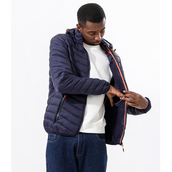 New men's autumn winter down jacket lightweight casual warm long sleeve cotton waterproof windproof coat with a detachable hood