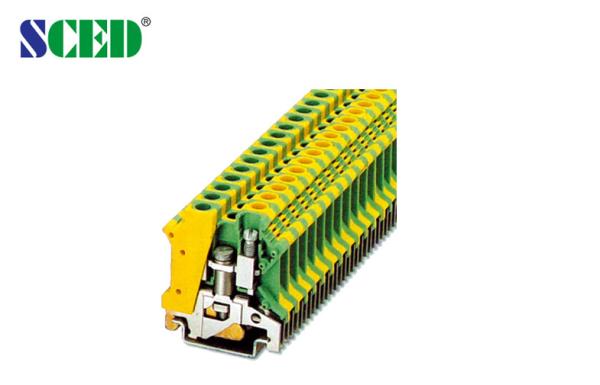 Quality Yellow & Green 8.2mm Width Din Rail Terminal Blocks With Single Deck for sale