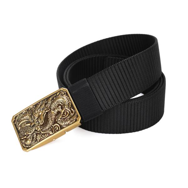 Black Businessman Buckle Nylon Belt 130cm Braided Web Belt