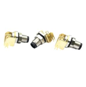 China M8 Angled Male Back Mount PCB IP67 Waterproof Connectors Sensor Receptacle Bend Pins Shield on sale