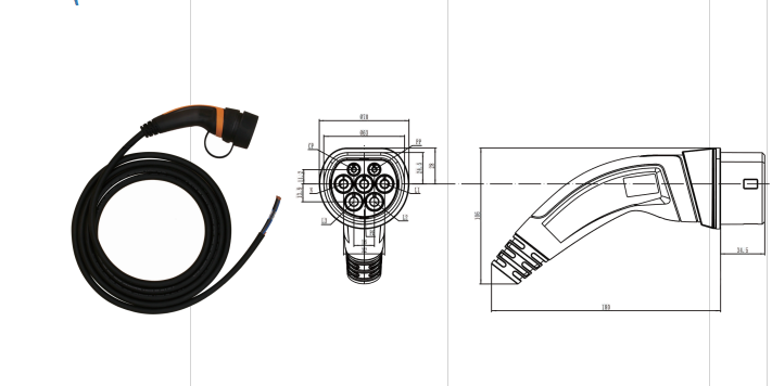 16A IEC62196 2 Electric Vehicle Charging Cable With Plug