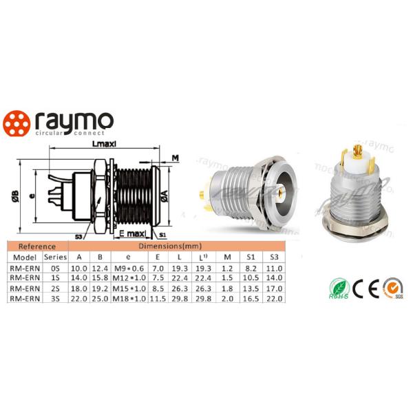 IP50 Rating Printed Circuit Connectors Multipole Type Lemo Alternative 4 Pin Durable