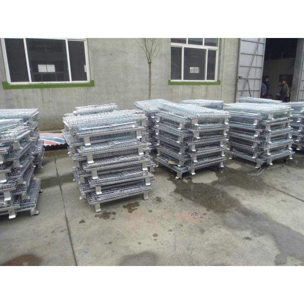 Wire Mesh Box Container Heavy Duty Storage Cage With Caster Zinc Surface