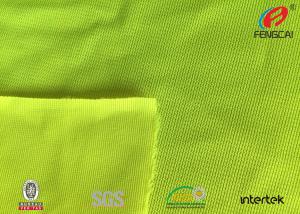 High Visibility Polyester Fluorescent Mesh Material Fabric , Elastic Mesh For Vests