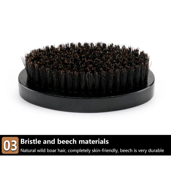 Beard Brush With Mirror Soft or Medium Hard Boar Bristle Wooden Handle for Men