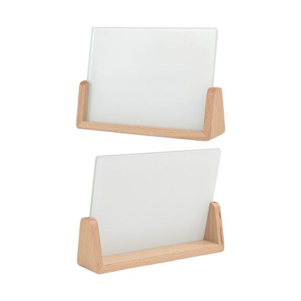 Durable Tabletop Sublimation Glass Photo Frame With Wooden U Shaped Base Custom Printing Tempered Glass Picture Frame