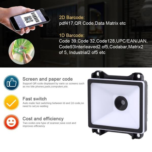 Quality Fixed Mount QR Reader Barcode Scanner Module Wiegand RS232 36 Bit Colour Depth for sale