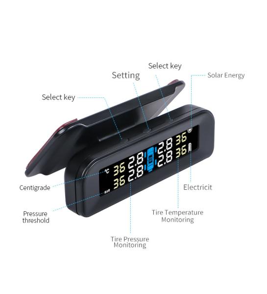 Quality LCD Digital Display Wireless Tire Pressure Monitoring System TPMS Solar Charging for sale
