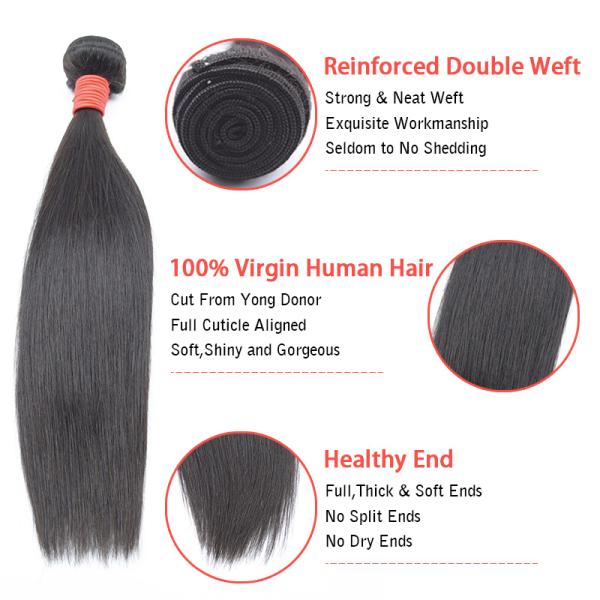 Silky Straight Bundles With Closure , Super Double Drawn Straight Hair