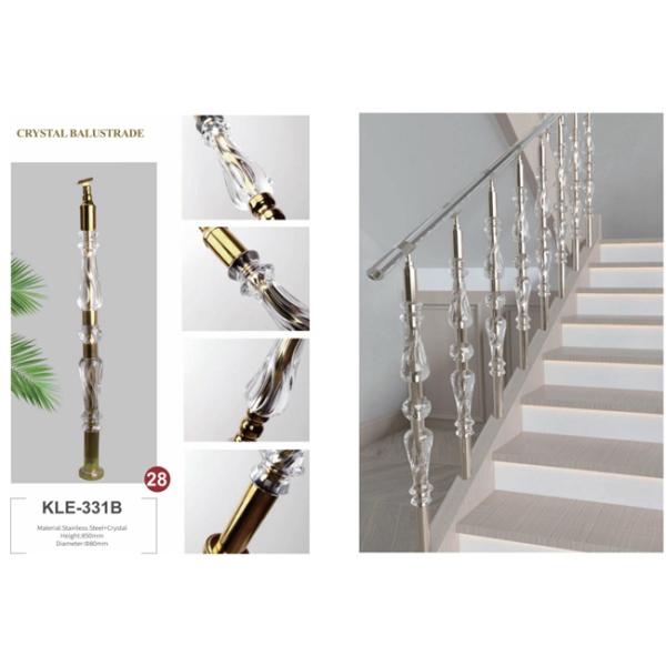Acrylic Crystal Baluster Clear Transparency Handrail Customized Size Luxury Gold Decorative Acrylic Stai