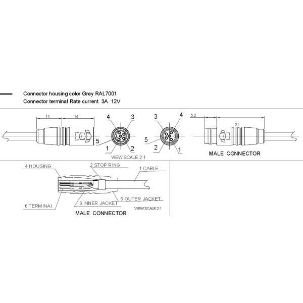 E - Bike Control Circular Connector Cable Assembly , M6 Custom Molded Cable Assemblies