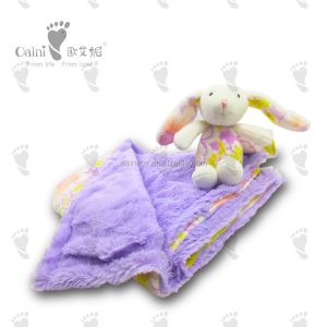 ODM OEM Long Plush Fleece Striped Swaddle Blanket Warm Coral Bunny Rabbit