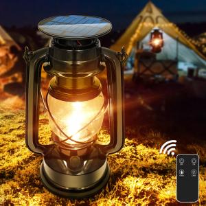 China Solar Hanging Lantern Outdoor battery charge Waterproof LED Flameless Vintage Lights USB Charging Solar Lamp for Garden Yard wholesale