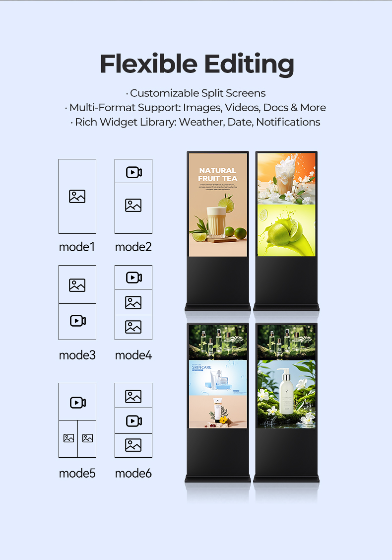 Wide View High Quality Infrared Touch Floor Standing Digital Advertising Kiosk for Shopping Mall and Commercial Use