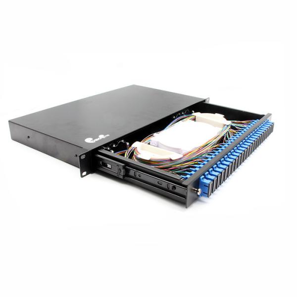 Quality 19" 1U 24 Ports 48 Fibers Rack Mount ODF Sliding Rail Optical Distribution Frame SC Duplex Patch Panel for sale