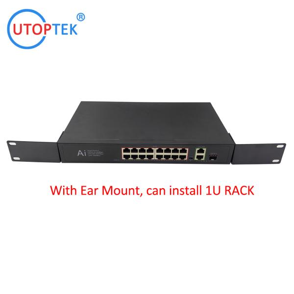 Quality Unmanaged 16xFE POE+2xGE RJ45+1xGE SFP Port Extend distance 10M/250m POE Ethernet Switch support 1U RACK Install for sale