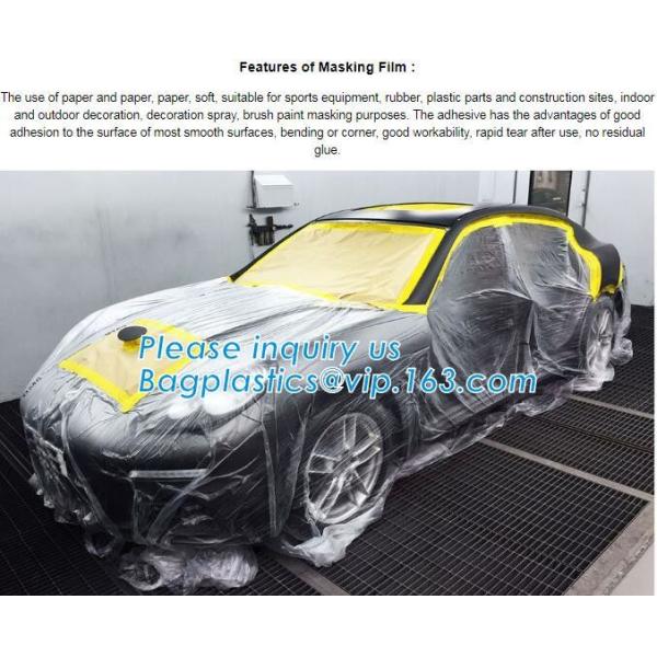 Pre-tapd paint masking film HDPE,Car paint repair masking film with tape, Hot sell masking film with adhesive tape, PAC