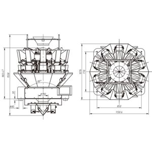 Snacks 2.5L Hopper 300g 10 Head Multihead Weigher