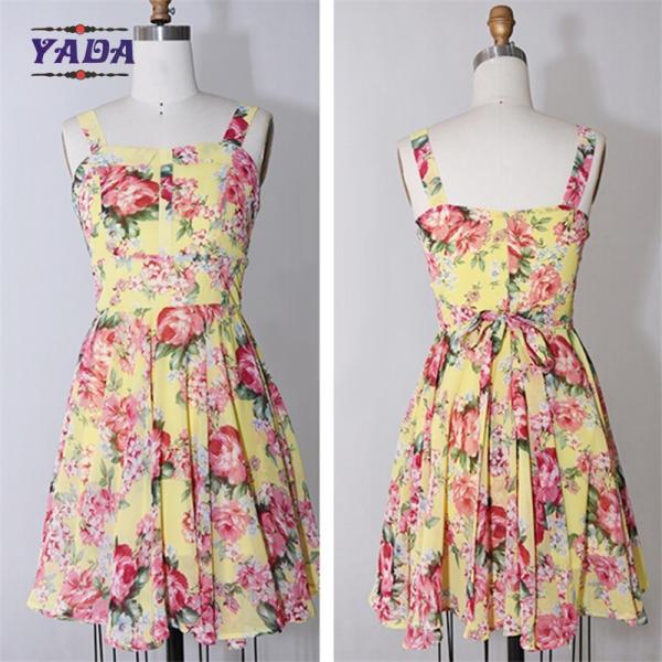 Fashion floral printed club wear cute style ladies high fashion beach summer dress sale
