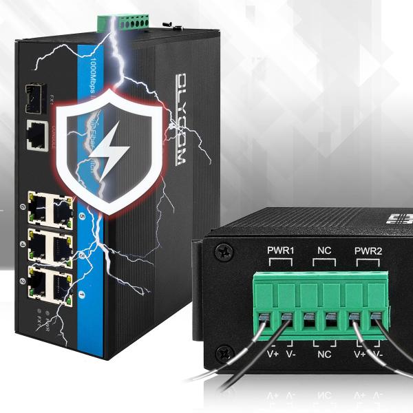 Quality 2.5G Hardened PoE Switch Manageable Gigabit Ethernet Dual DC48V Input 15.4W 30W IP40 for sale