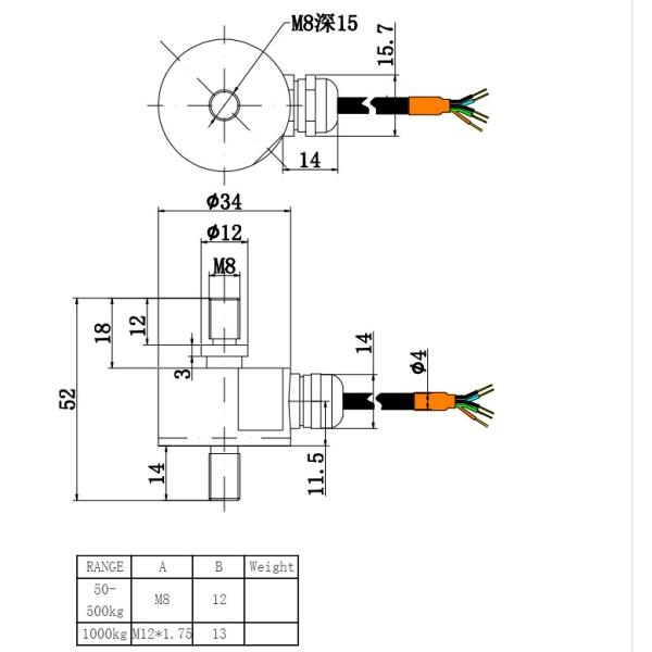 Screw Tension and Compression Mini Force Sensor IN-MT-034