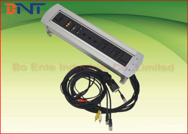 Quality USB / RJ45 / VGA Rotating Power Socket Tabletop Interconnect Box for sale