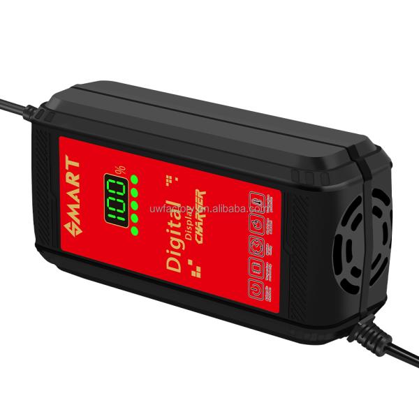 12V 4A 3A 2A Solar Auto Digital Battery Charger with LCD Display Reverse Connecting Protection Connector Current Protection