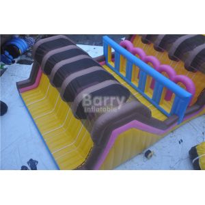 Custom Amusement Amazing Adults Inflatable Obstacle Course With Swimming Pool