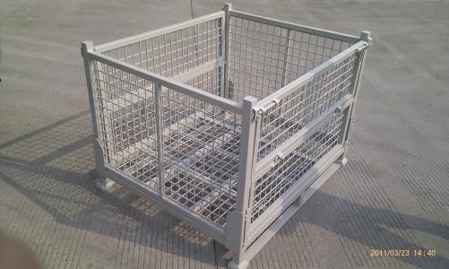 Wire Mesh Box Container Heavy Duty Storage Cage With Caster Zinc Surface
