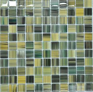 China Yello green special mix caystal hand drawing mosaic tile art for sale on sale