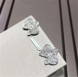 China C orchid Earrings 18K white gold, each with 27 diamonds.Carving delicate petals with precious materials wholesale