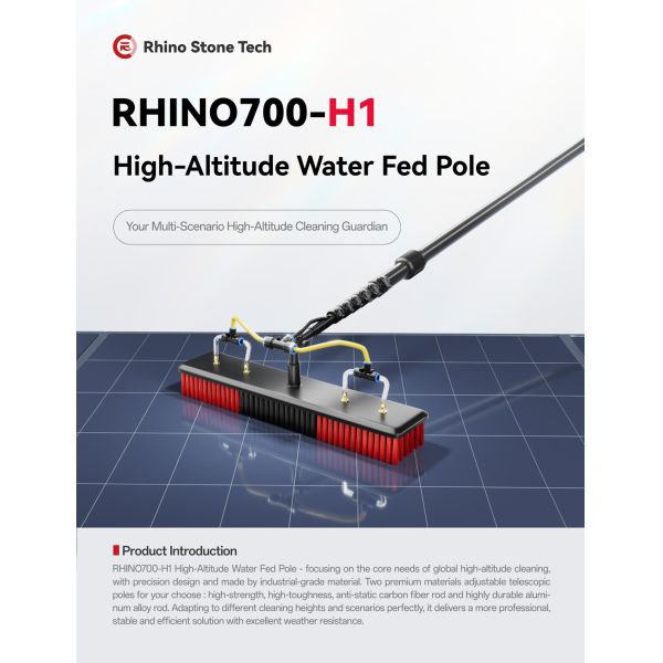 Carbon Water Fed Brush for Efficient Window Residential House Rooftop Solar Panel Cleaning