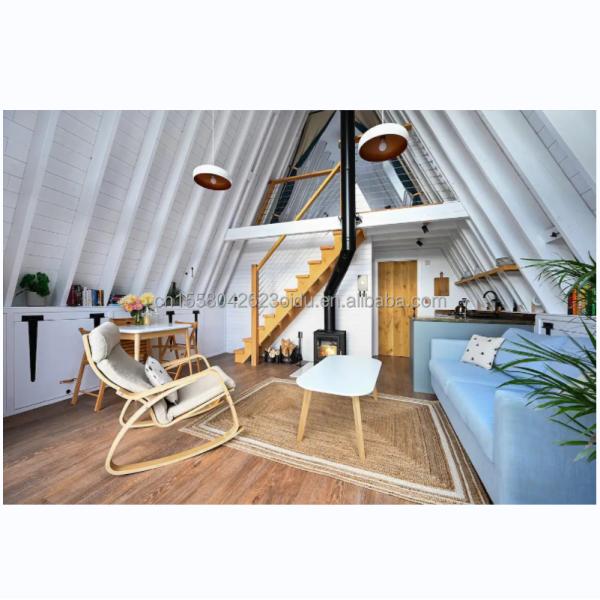 EU Triangle A-Shaped Steel Structure Frame Room Modern Tiny House Prefab Kit Luxury Triangle A-Frame House with Wooden Houses