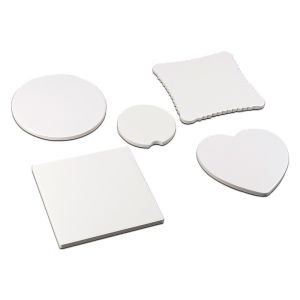 China Non Slip Sublimation Ceramic Coaster Blanks With Cork Back 10cm And 10.8cm Size wholesale