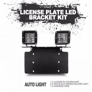 China stainless steel bull bar type bumper license plate work lamp bracket kit for universal vehicle on sale