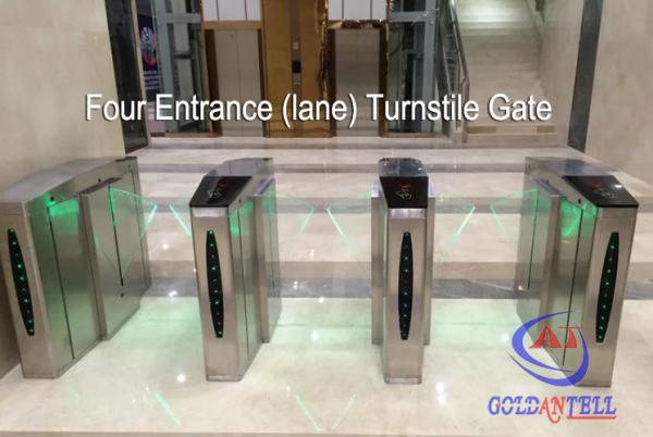 Quality Double Core Fingerprint Biometric Turnstile Gate , Fast Pass Flap Barrier Turnstile With Software for sale